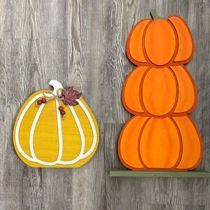 Wooden, Hand-Painted Pumpkin Decor Set